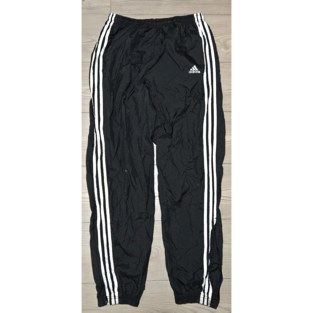 Vtg 90's Adidas Track Pants Adult Large Black Ankle Zip Elastic Waist *READ*